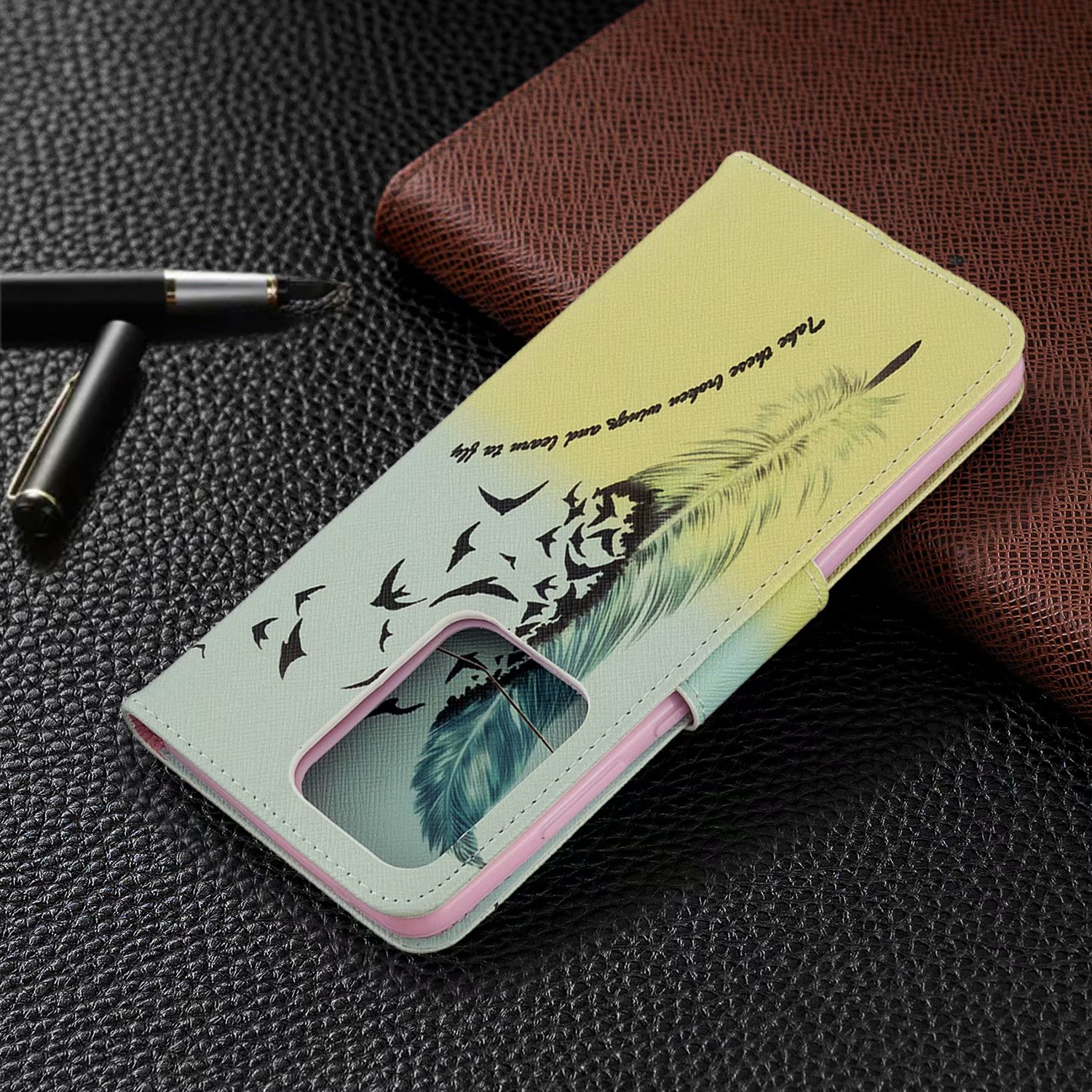 Samsung Galaxy S20 Ultra 5G Case, Flip Wallet Phone Cover for Galaxy S11 Plus - Free feather
