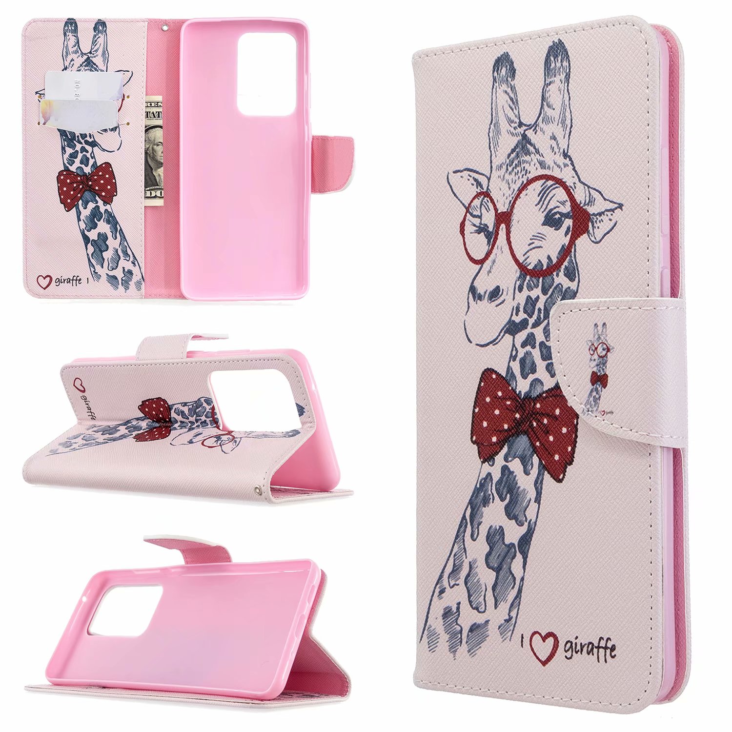 Samsung Galaxy S20 Ultra 5G Case, Flip Wallet Phone Cover for Galaxy S11 Plus - Giraffe