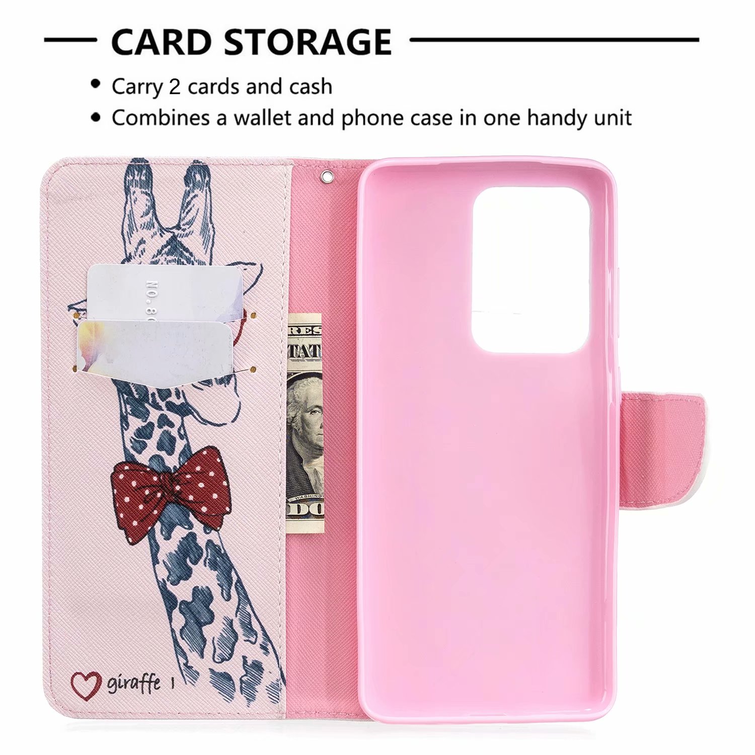Samsung Galaxy S20 Ultra 5G Case, Flip Wallet Phone Cover for Galaxy S11 Plus - Giraffe