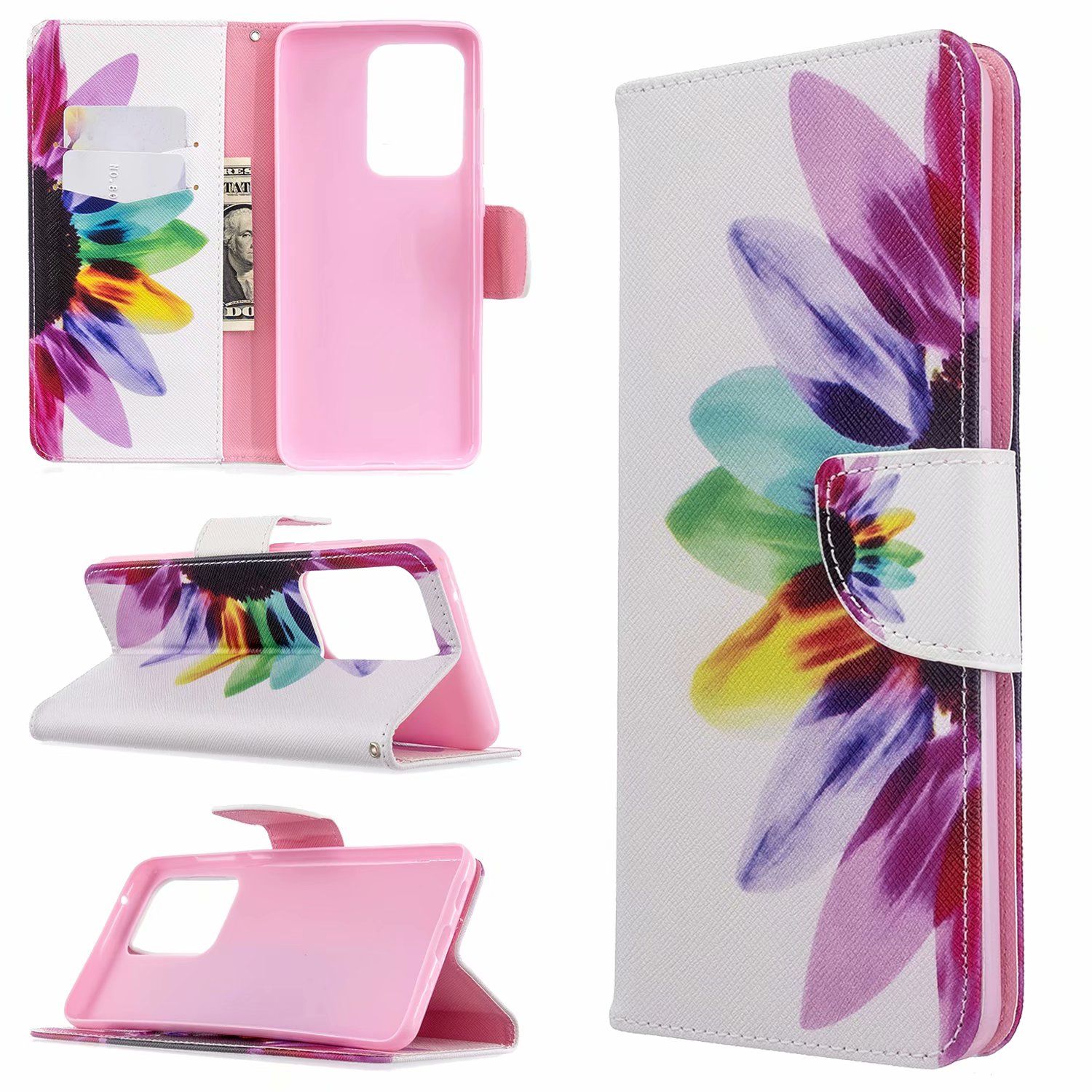 Samsung Galaxy S20 Ultra 5G Case, Flip Wallet Phone Cover for Galaxy S11 Plus - Sun Flower