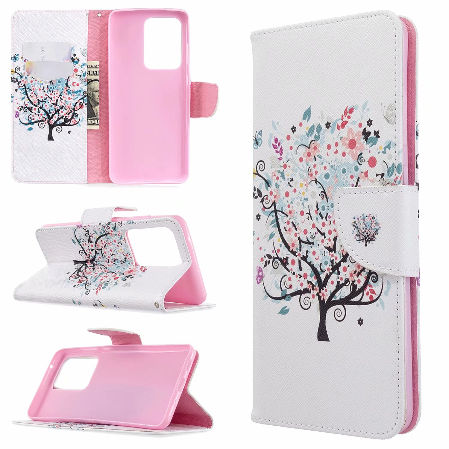 Samsung Galaxy S20 Ultra 5G Case, Flip Wallet Phone Cover for Galaxy S11 Plus - Color tree