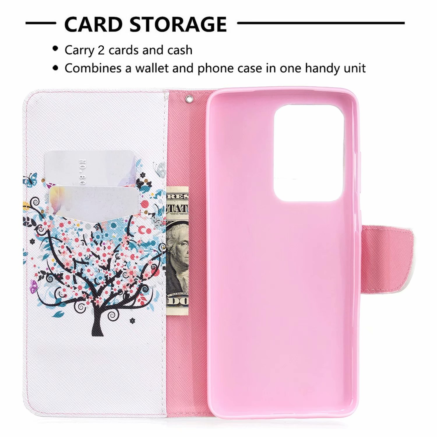 Samsung Galaxy S20 Ultra 5G Case, Flip Wallet Phone Cover for Galaxy S11 Plus - Color tree