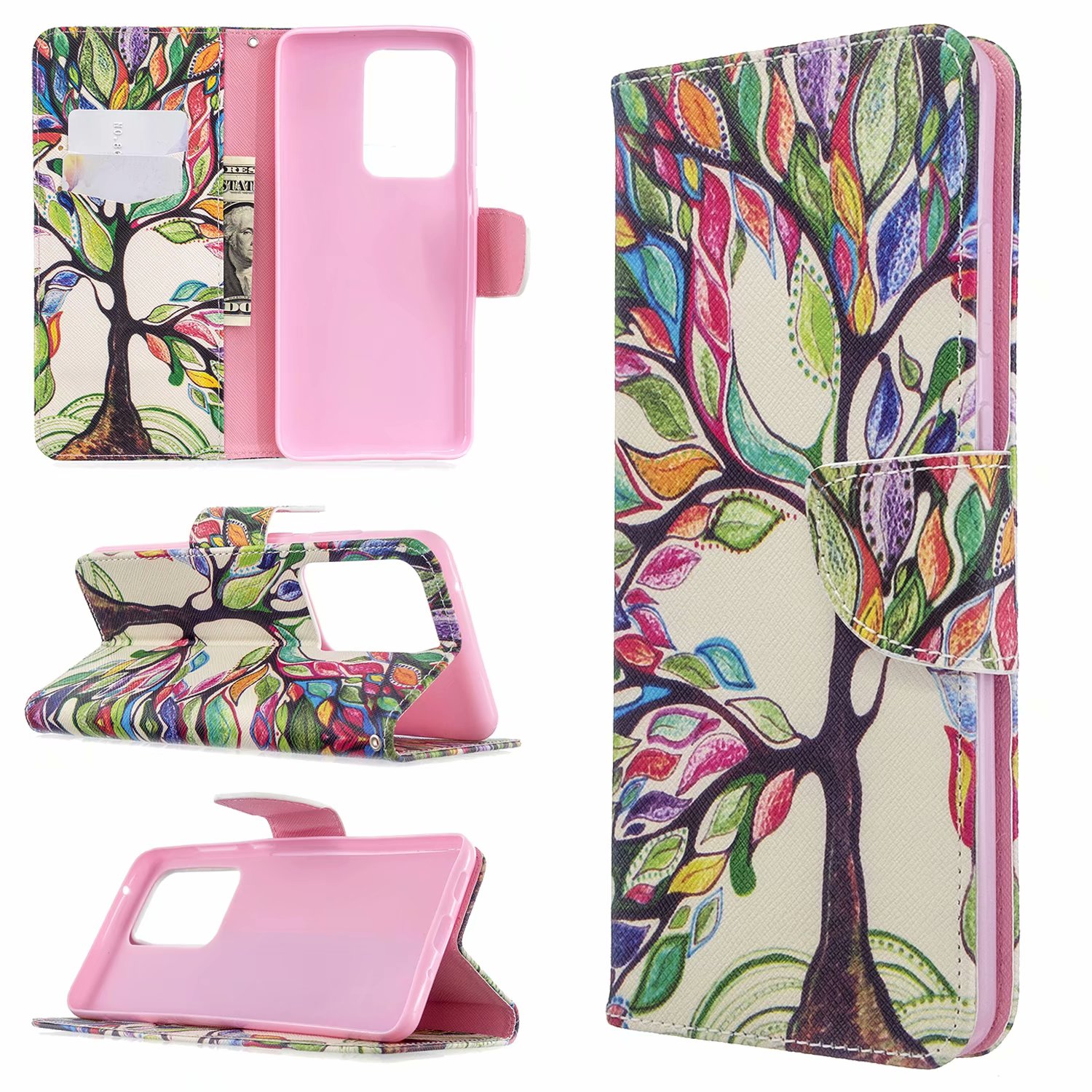 Samsung Galaxy S20 Ultra 5G Case, Flip Wallet Phone Cover for Galaxy S11 Plus - Painting tree