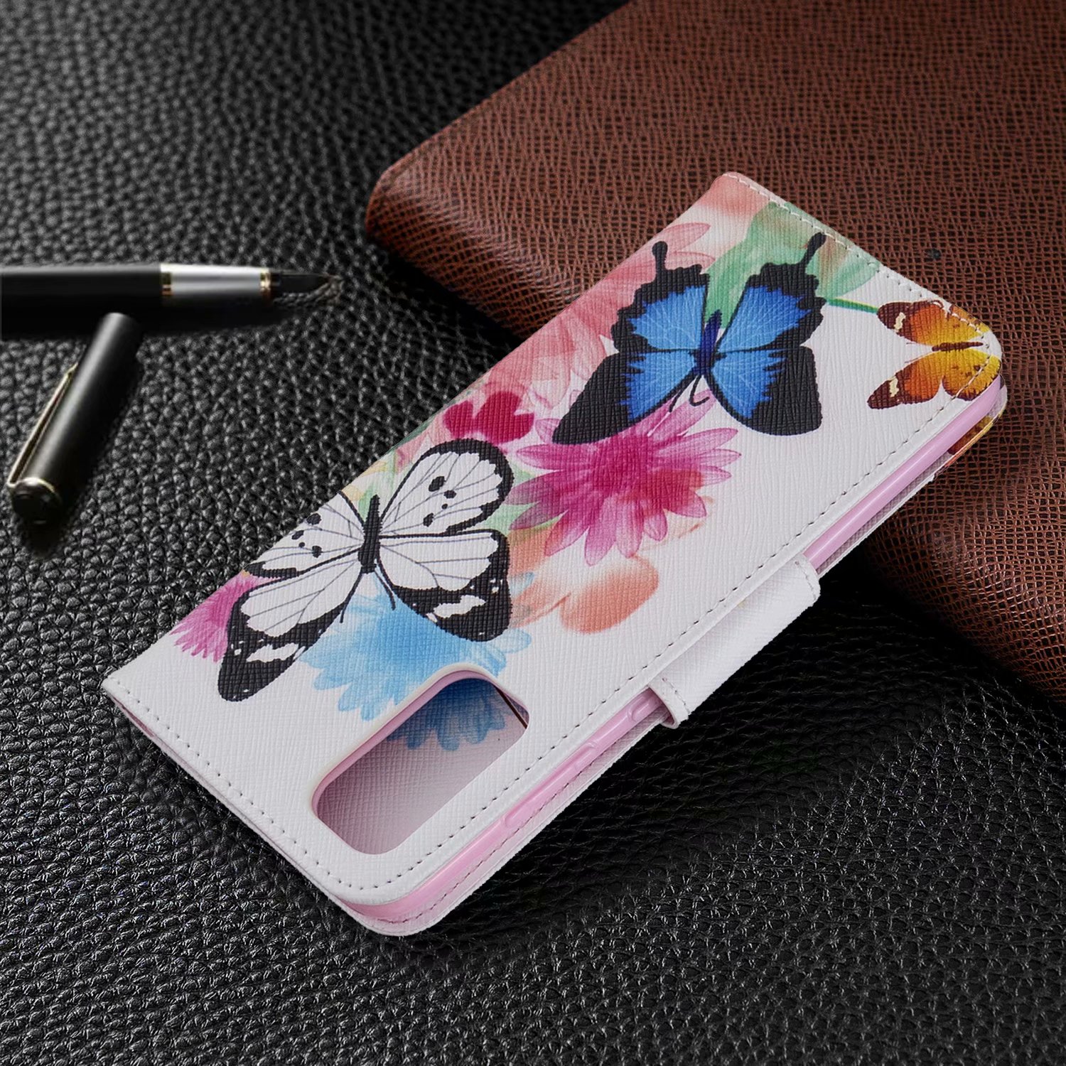 Samsung Galaxy S20 Case, Flip PU Leather Wallet Phone Bag Cover for Galaxy S11E - Flower Butterfly
