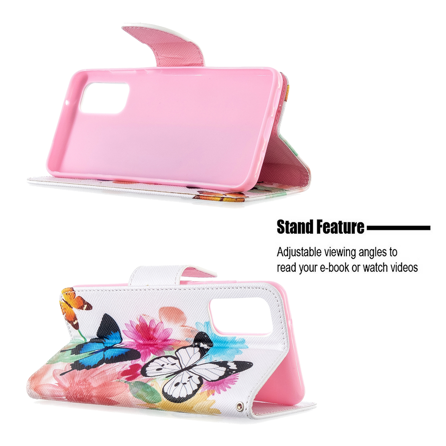 Samsung Galaxy S20 Case, Flip PU Leather Wallet Phone Bag Cover for Galaxy S11E - Flower Butterfly