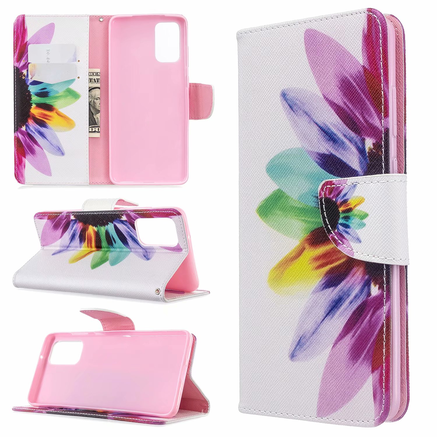Samsung Galaxy S20 Plus Case, Flip PU Leather Wallet Phone Bag Cover for Galaxy S11 - Sun Flower