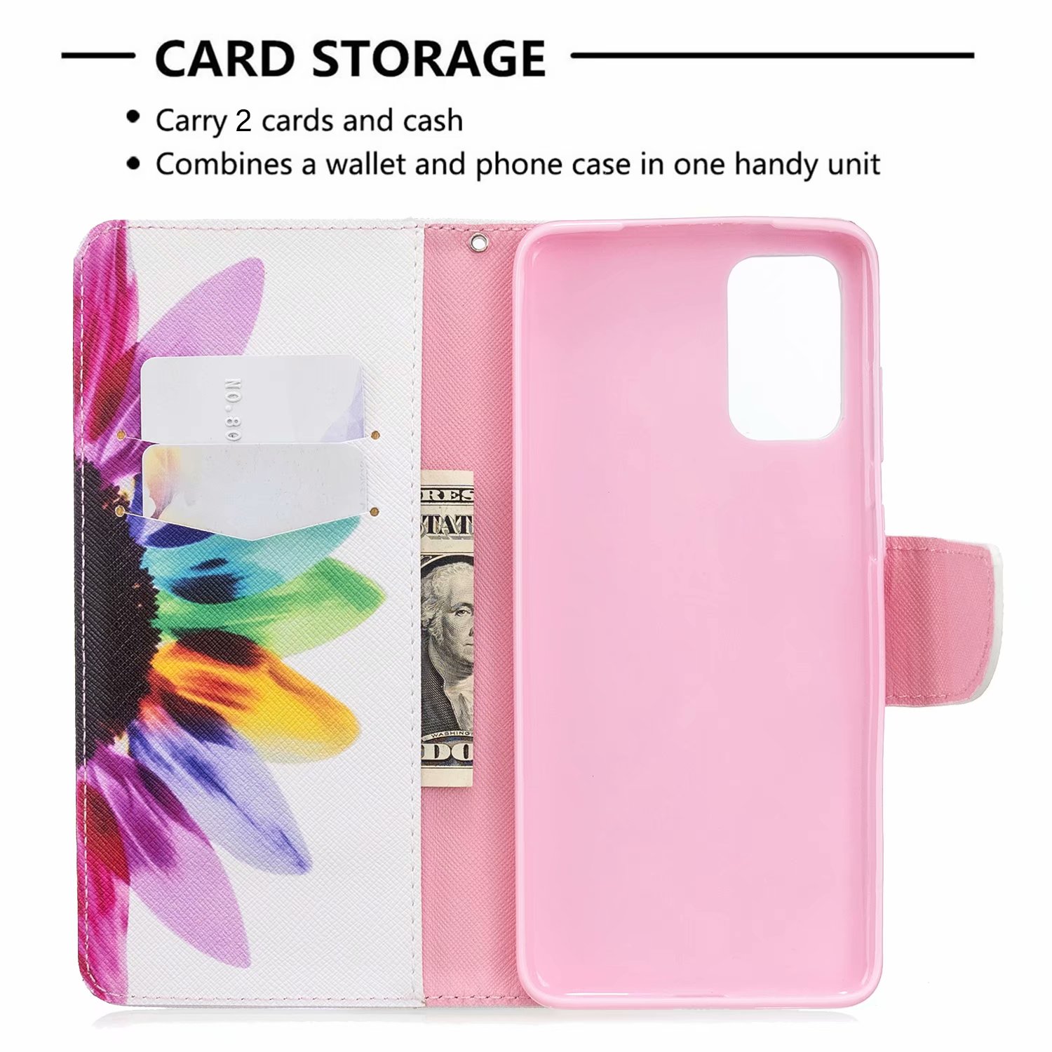 Samsung Galaxy S20 Plus Case, Flip PU Leather Wallet Phone Bag Cover for Galaxy S11 - Sun Flower