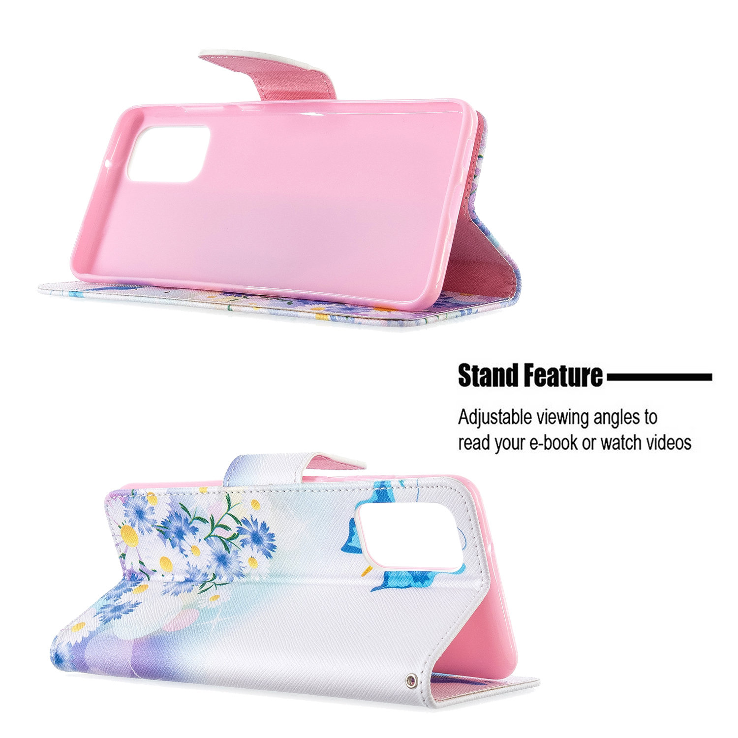 Samsung Galaxy S20 Plus Case, PU Leather Wallet Phone Bag Cover for Galaxy S11 - Flower Butterfly