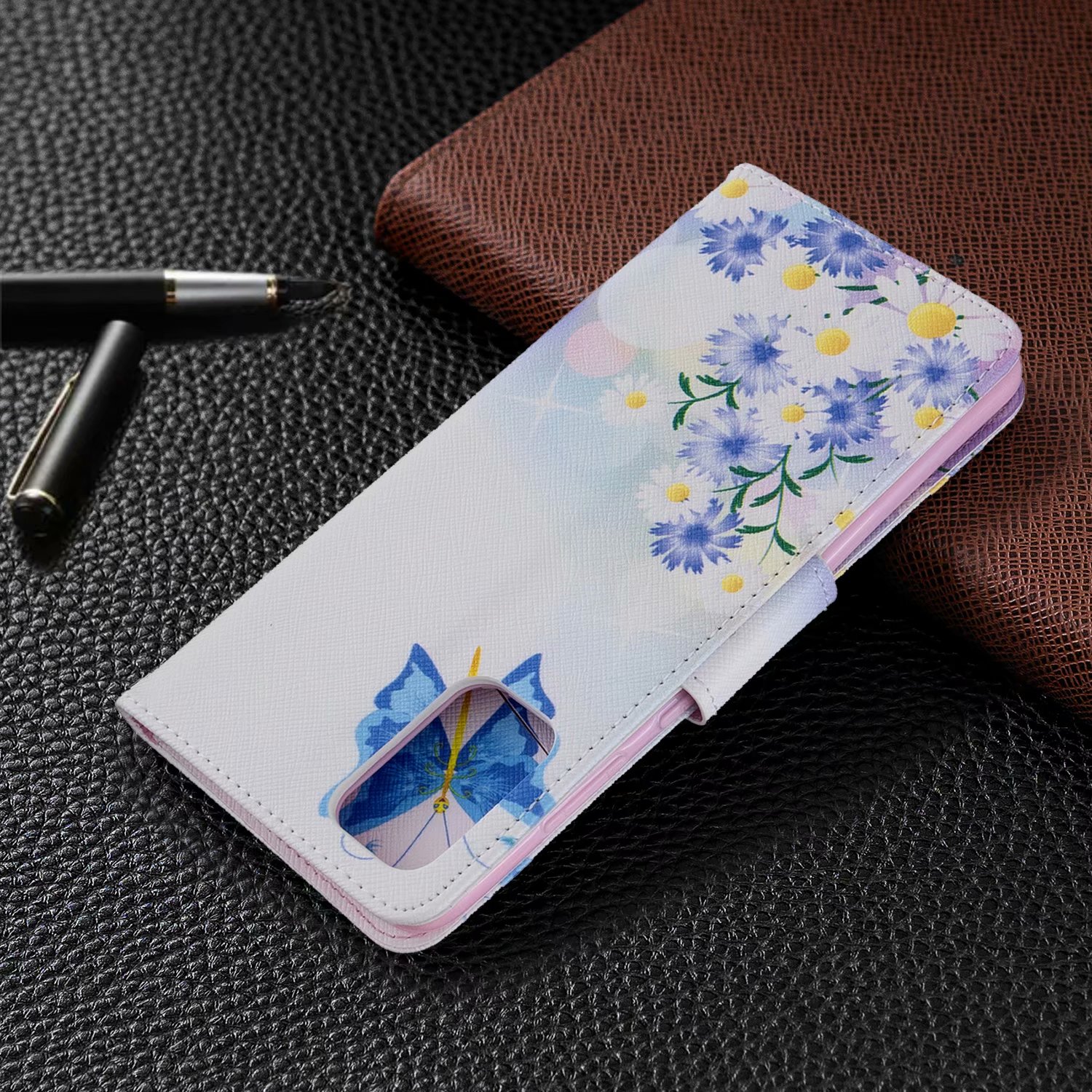 Samsung Galaxy S20 Plus Case, PU Leather Wallet Phone Bag Cover for Galaxy S11 - Flower Butterfly