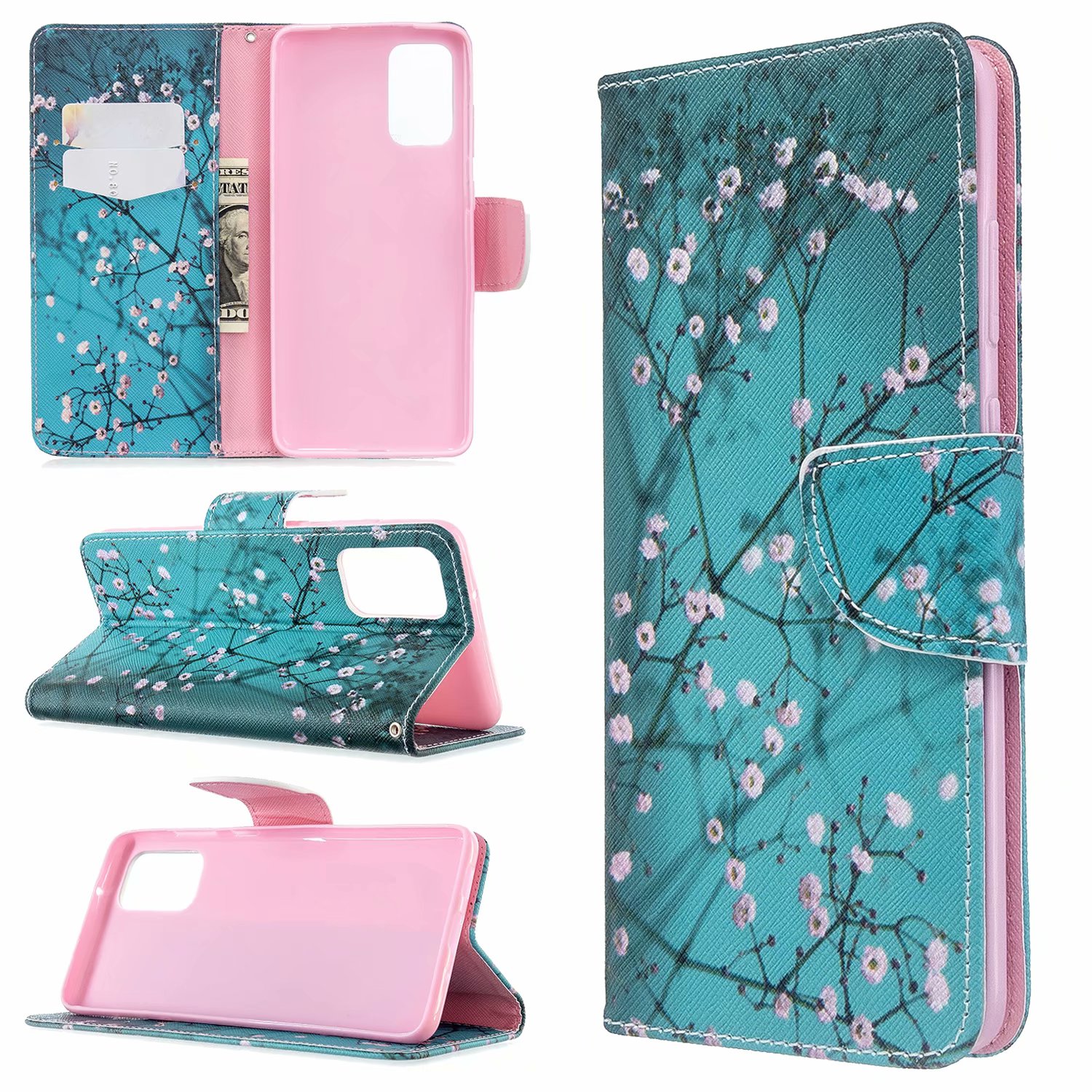 Samsung Galaxy S20 Plus Case, Flip PU Leather Wallet Phone Bag Cover for Galaxy S11 - Plum Flower