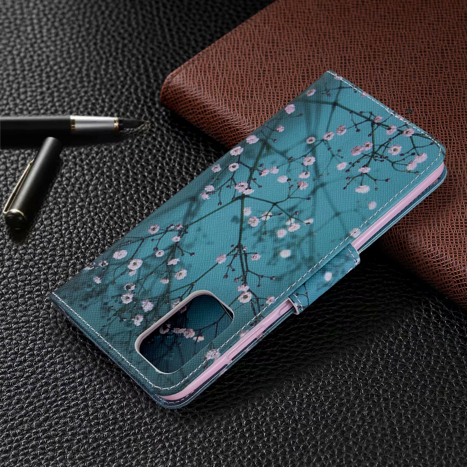 Samsung Galaxy S20 Plus Case, Flip PU Leather Wallet Phone Bag Cover for Galaxy S11 - Plum Flower