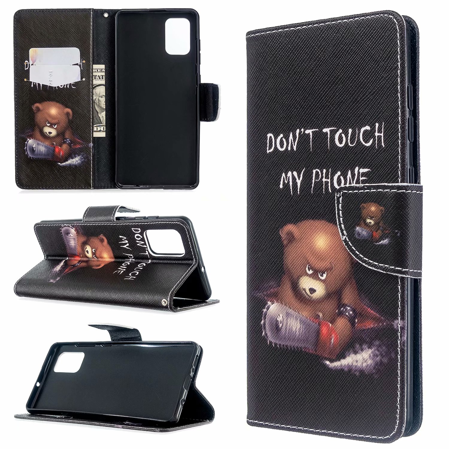 Samsung Galaxy A71 (4G) Case, PU Leather Wallet Phone Cover for Galaxy A71 - Don't touch my phone