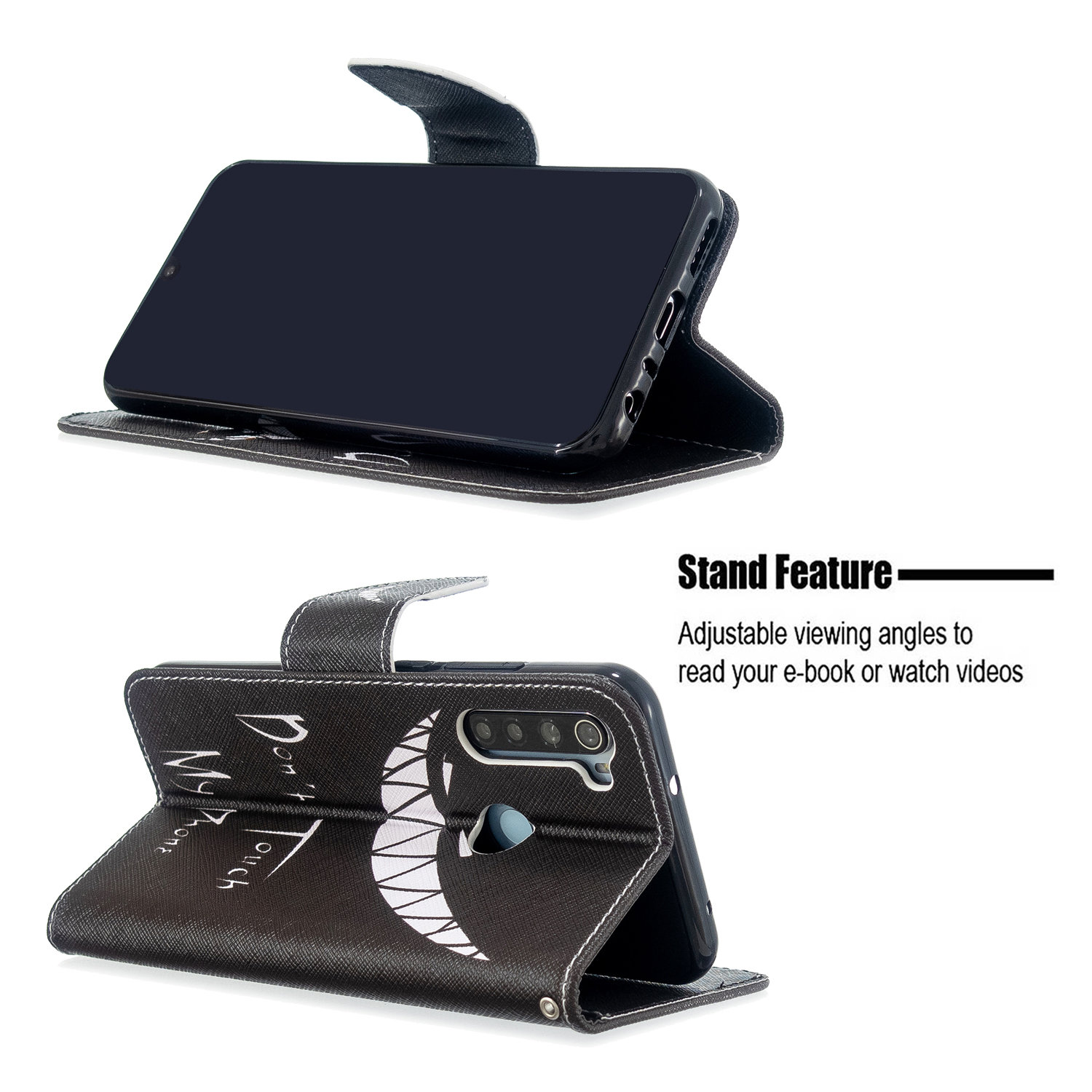 Xiaomi Redmi Note 8T Case, PU Leather Wallet Phone Cover for Redmi Note 8T - Don't touch my phone