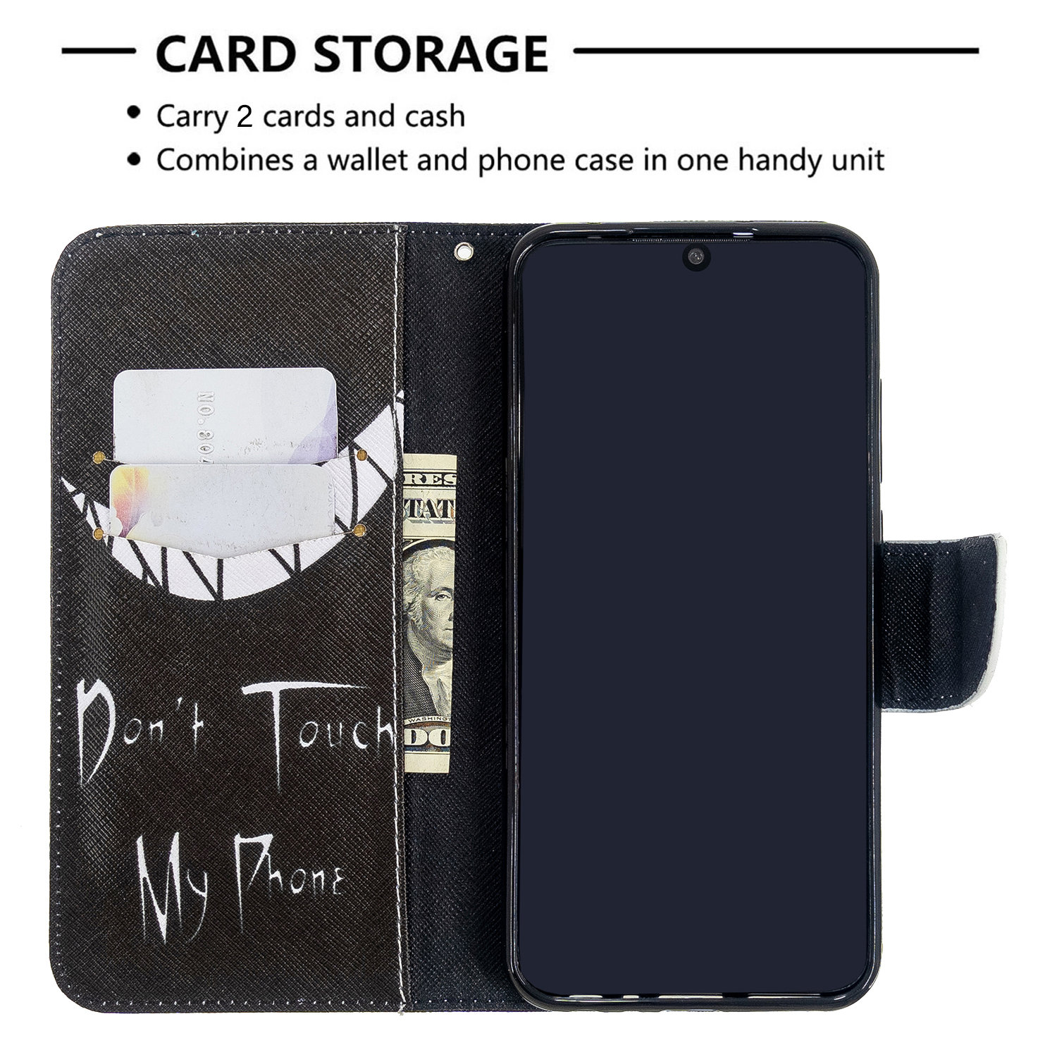 Xiaomi Redmi Note 8T Case, PU Leather Wallet Phone Cover for Redmi Note 8T - Don't touch my phone