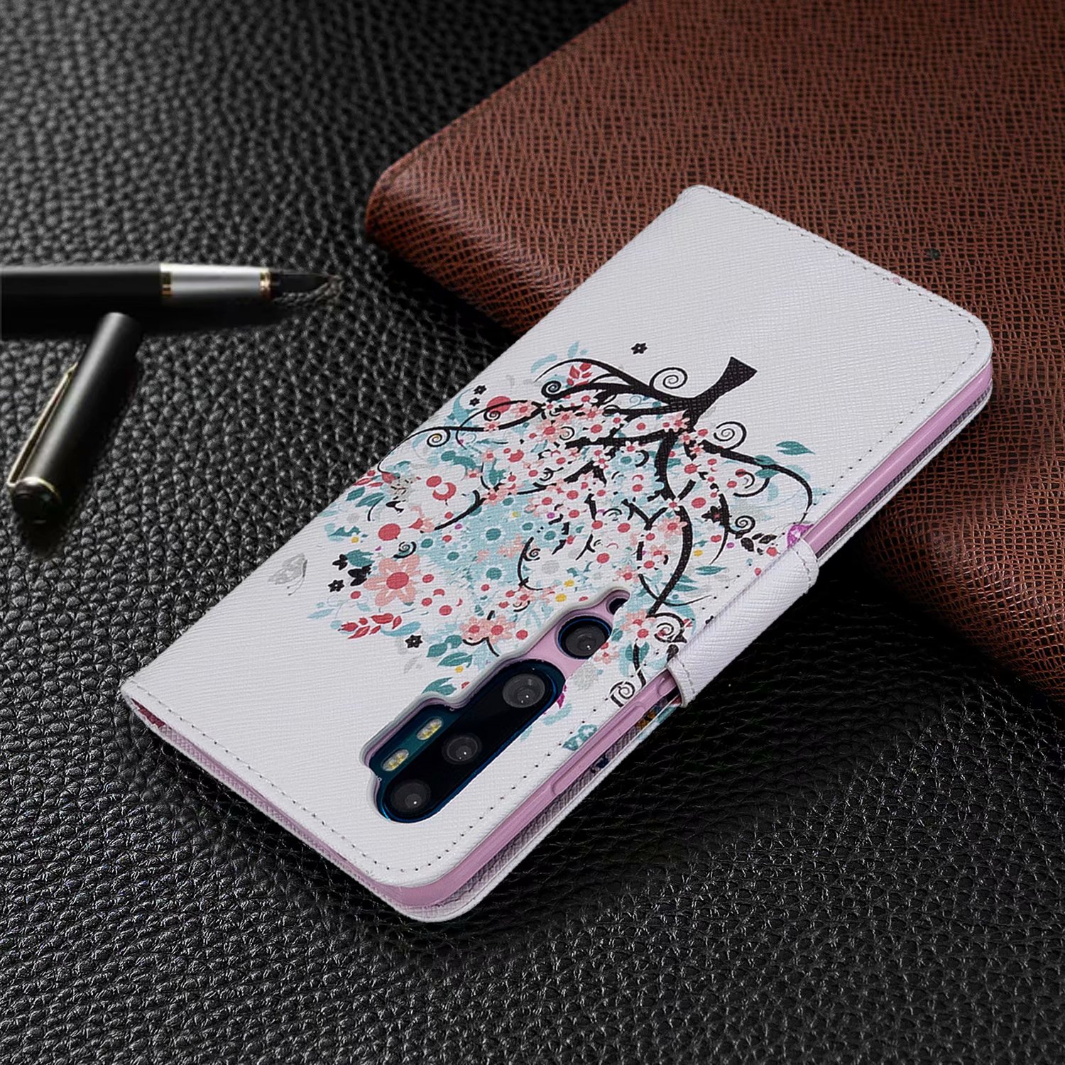 Xiaomi Mi CC9 Pro Case, PU Leather Wallet Phone Bag Cover for Xiaomi CC9 Pro - Color tree