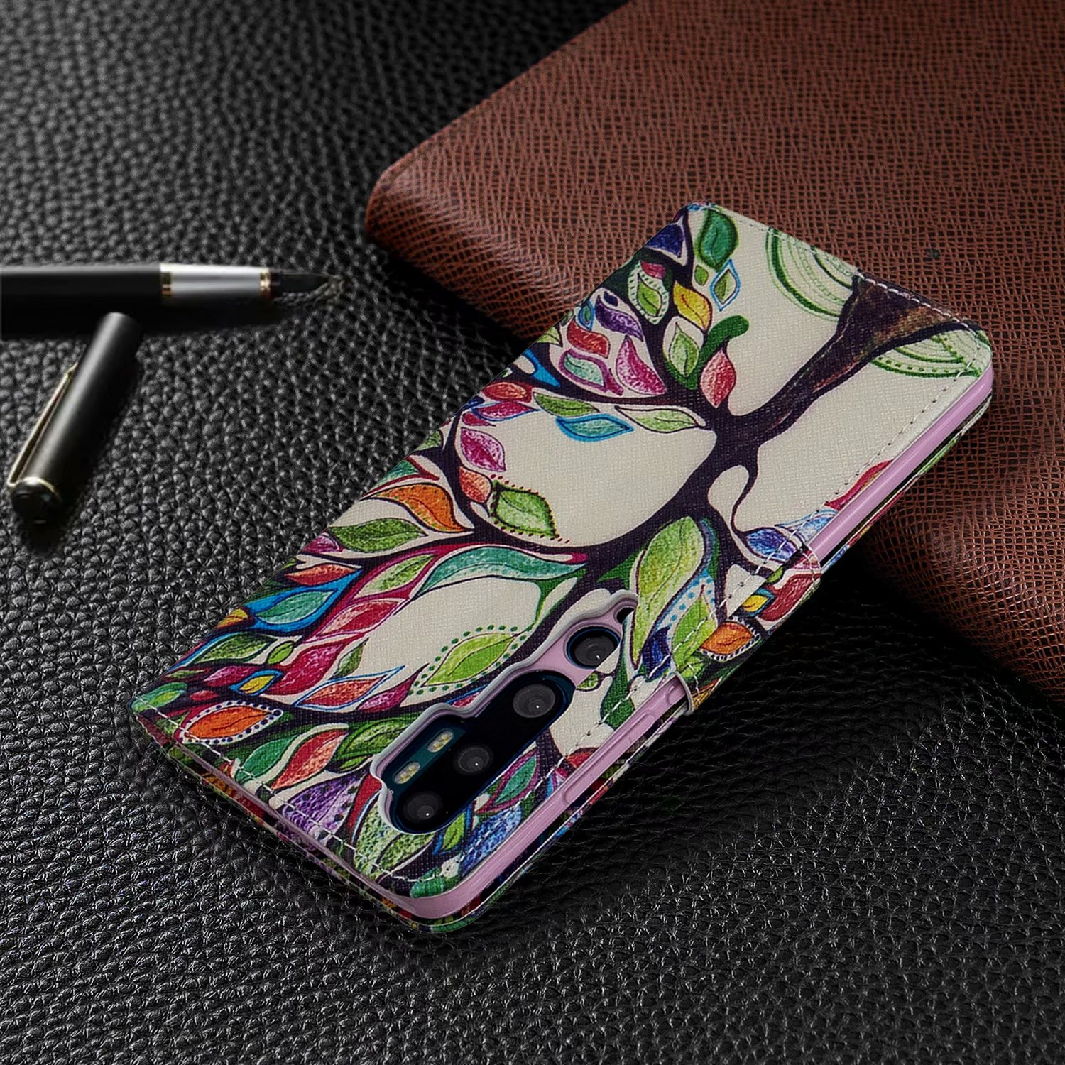 Xiaomi Mi Note 10 Case, PU Leather Wallet Phone Bag Cover for Xiaomi Mi Note 10 Pro - Painting tree