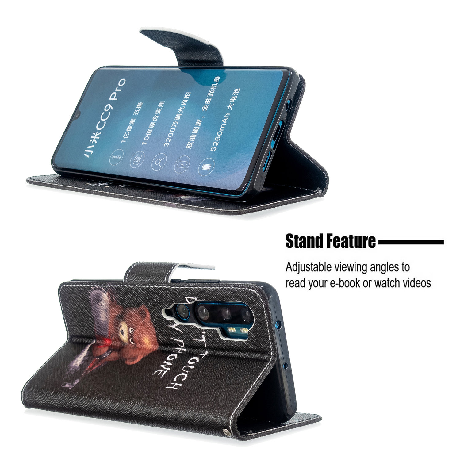 Xiaomi Mi CC9 Pro Case, PU Leather Wallet Phone Bag Cover for Xiaomi CC9 Pro - Don't touch my phone