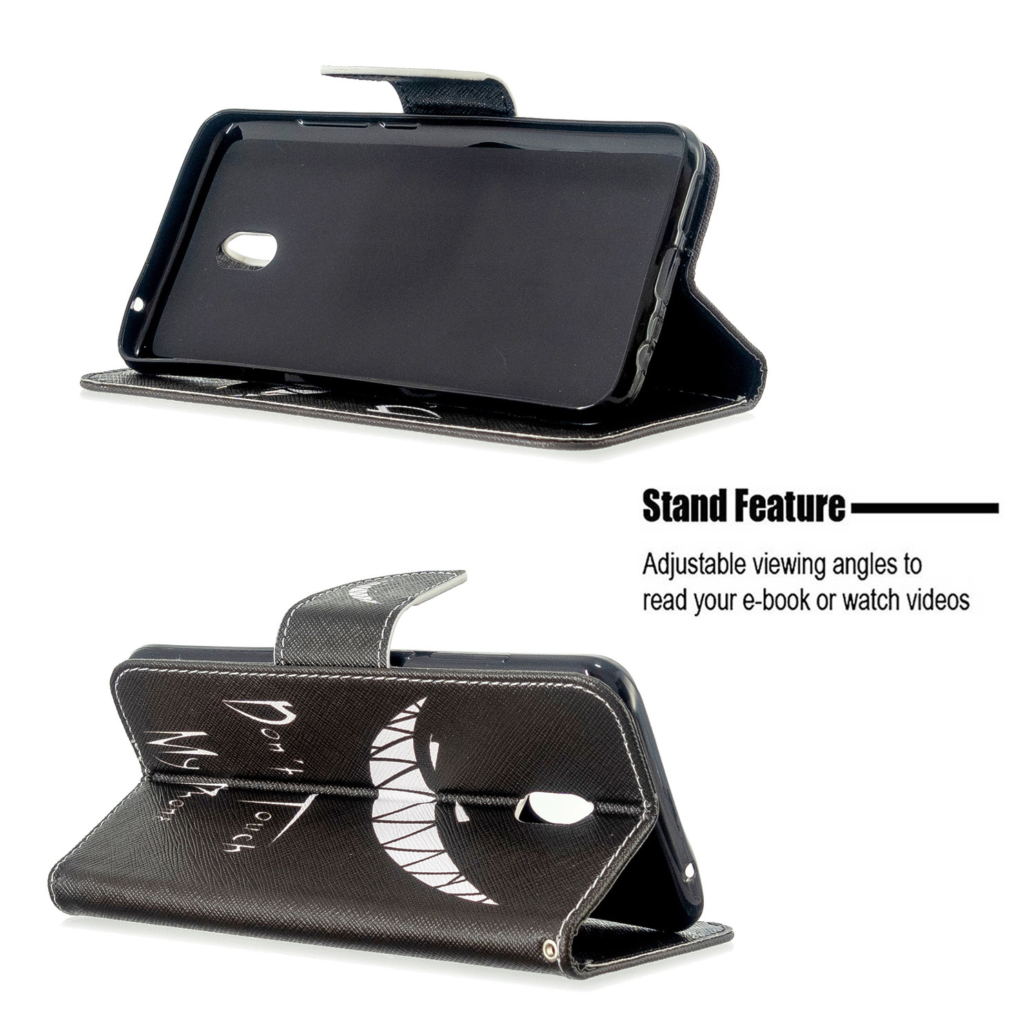 Xiaomi RedMi 8A Case, PU Leather Wallet Phone Bag Cover for Redmi 8A - Don't touch my phone