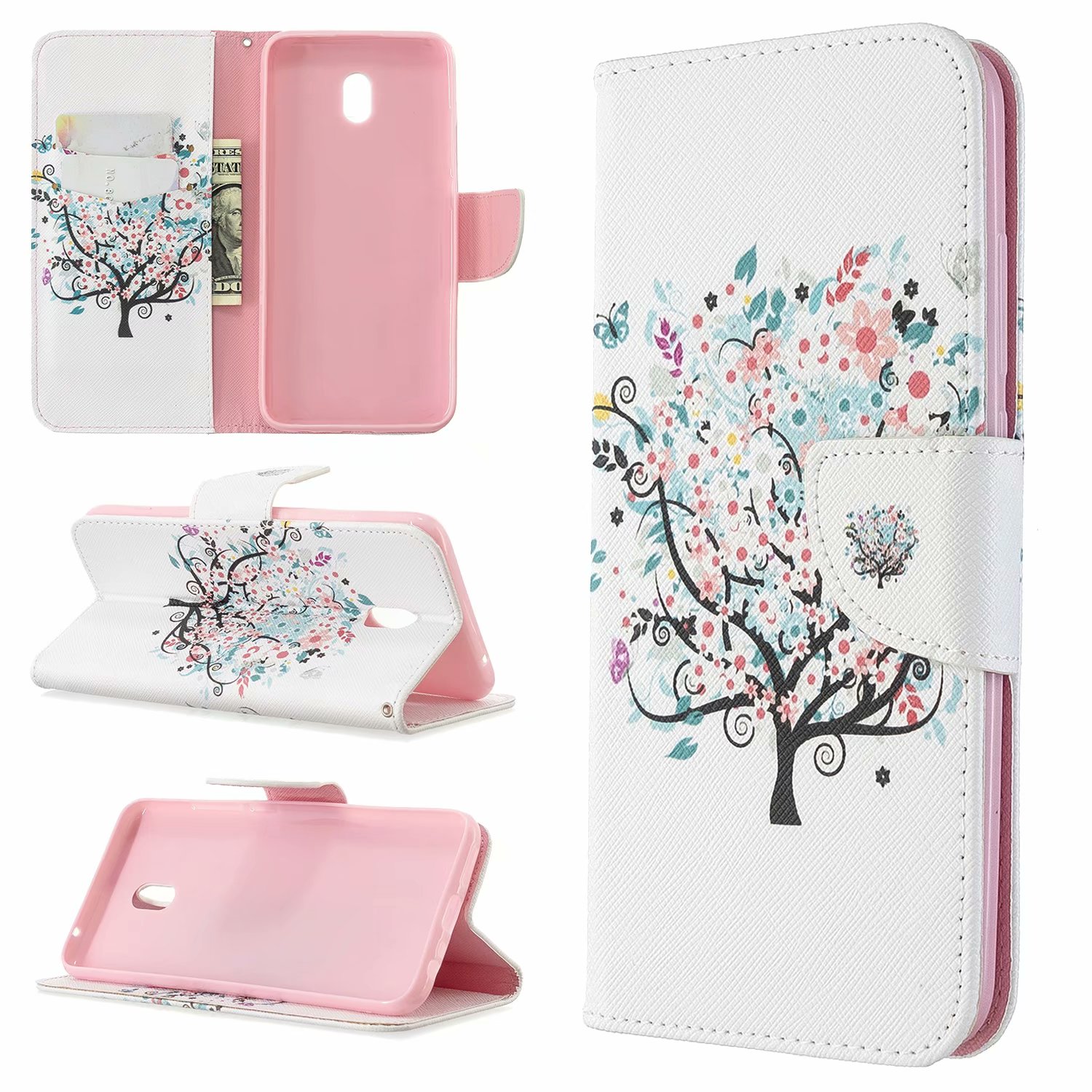 Xiaomi RedMi 8A Case, PU Leather Wallet Phone Bag Cover for Redmi 8A - Color tree