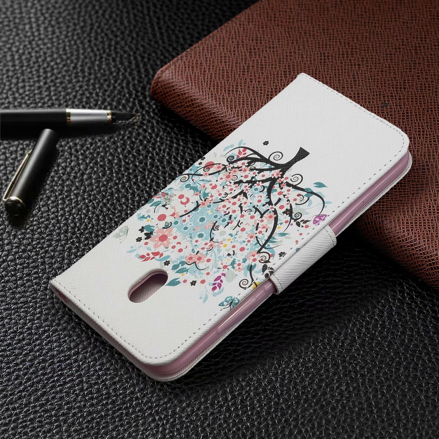 Xiaomi RedMi 8A Case, PU Leather Wallet Phone Bag Cover for Redmi 8A - Color tree