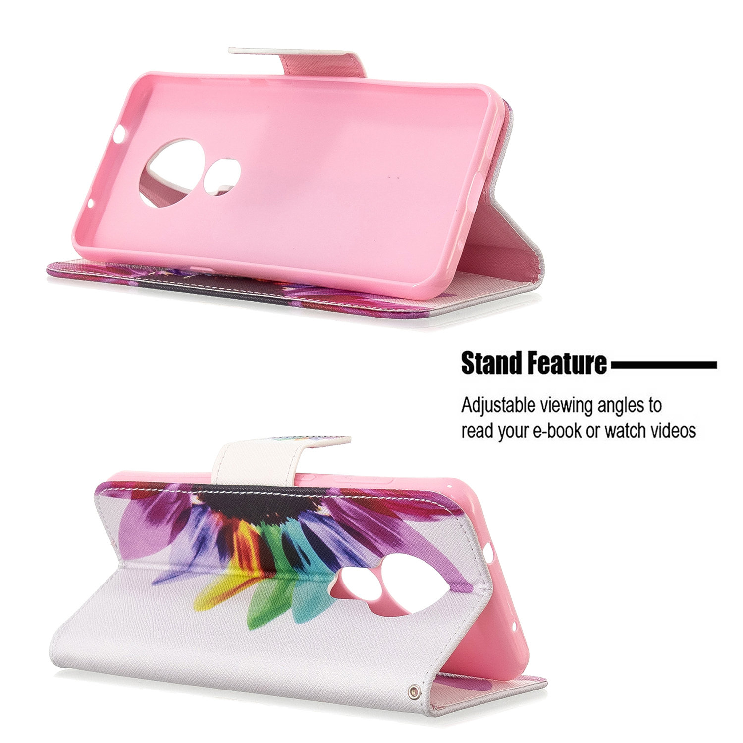 Nokia 7.2 Case, Flip PU Leather Wallet Phone Bag Cover for Nokia 6.2 - Sun Flower