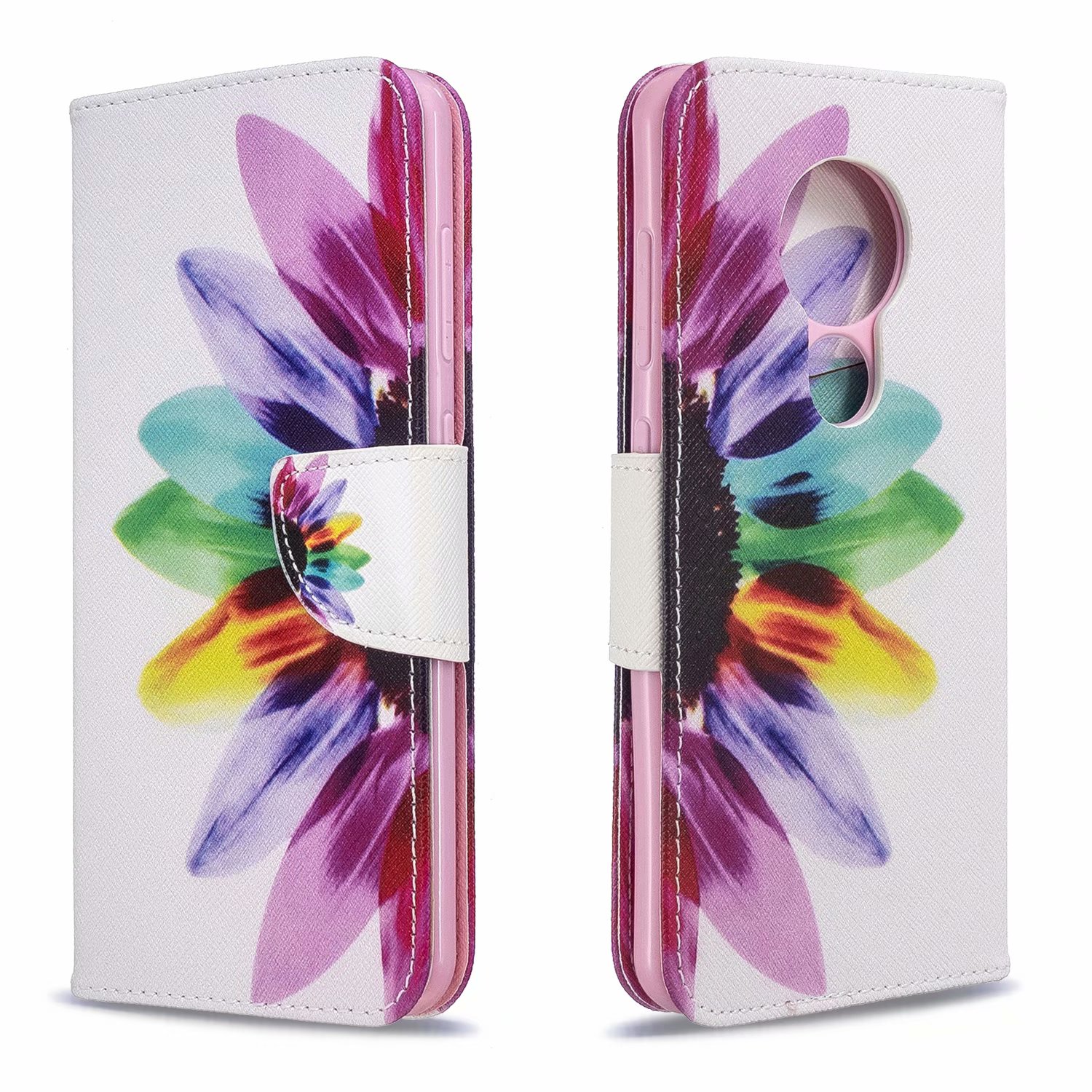 Nokia 7.2 Case, Flip PU Leather Wallet Phone Bag Cover for Nokia 6.2 - Sun Flower