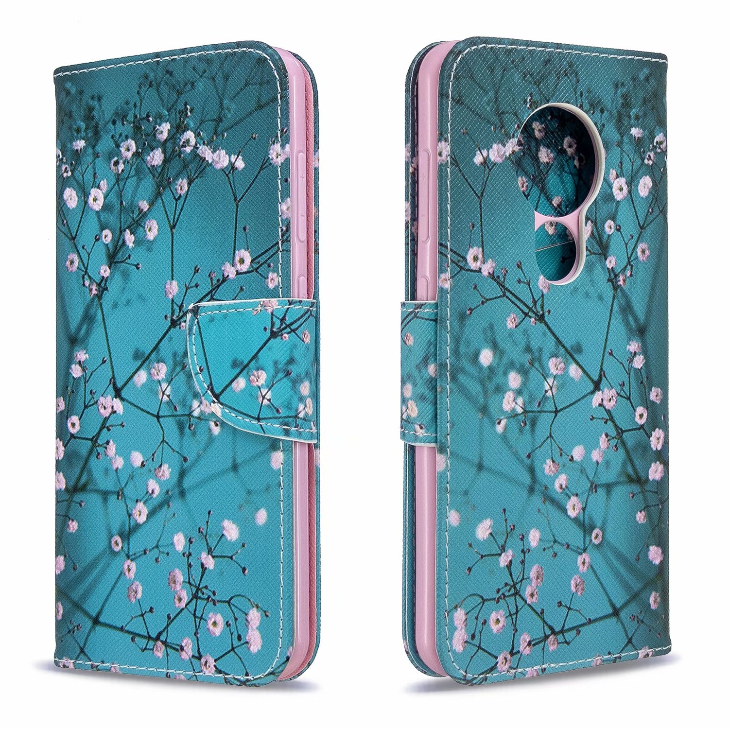 Nokia 7.2 Case, Flip PU Leather Wallet Phone Bag Cover for Nokia 6.2 - Plum Flower