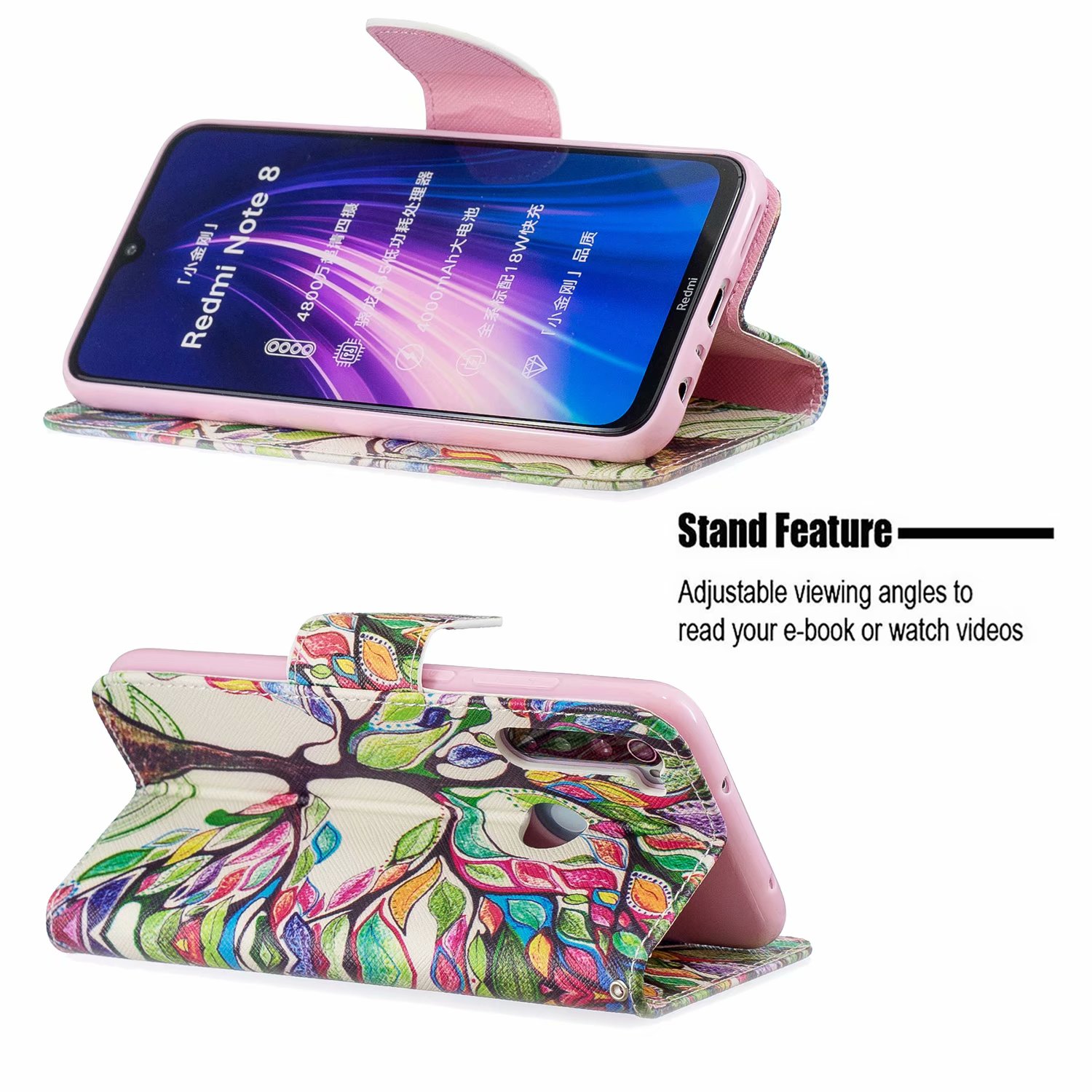Xiaomi Redmi Note 8 Case, Flip PU Leather Wallet Phone Bag Cover for Redmi Note 8 - Painting tree