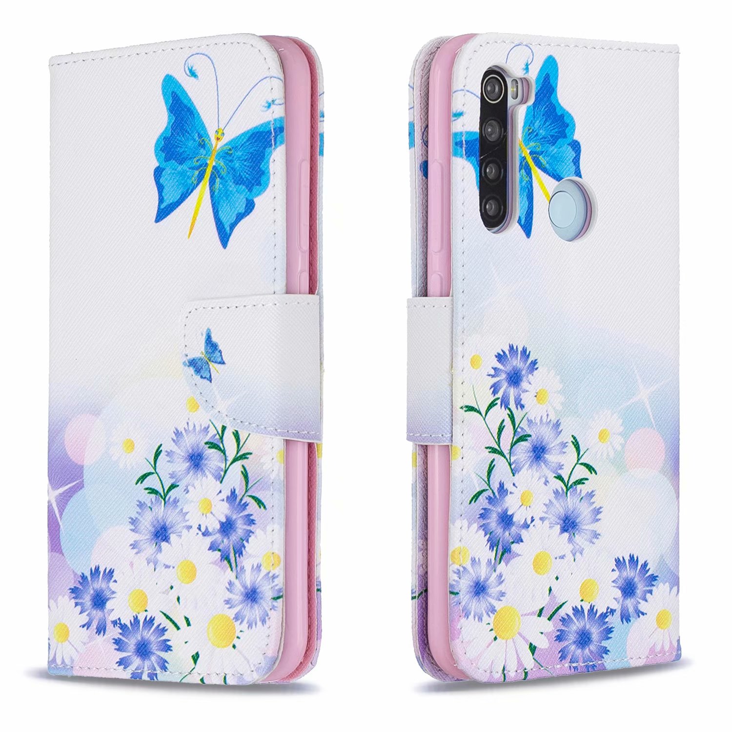 Xiaomi Redmi Note 8 Case, Flip PU Leather Wallet Phone Bag Cover for Redmi Note 8 - Flower Butterfly