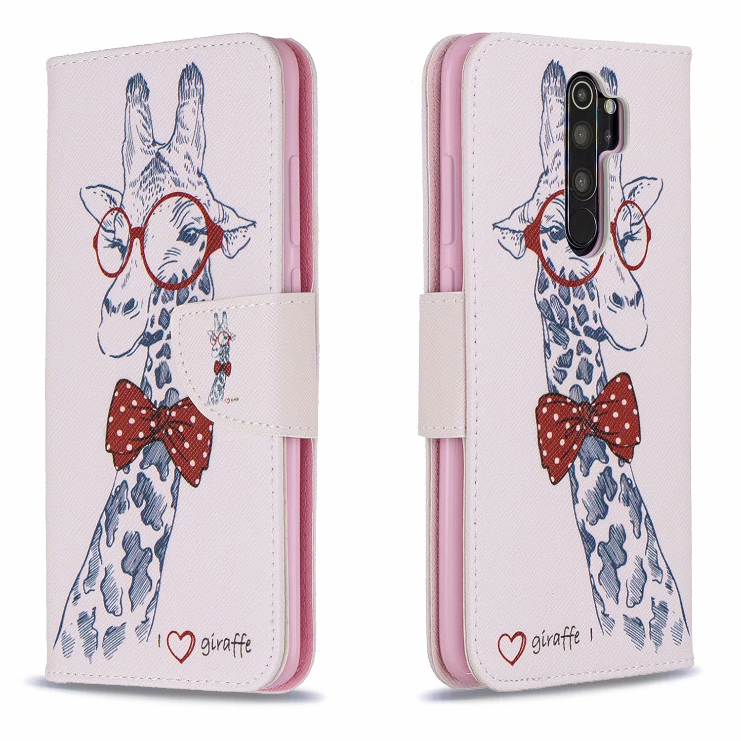 Xiaomi Redmi Note 8 Pro Case, Flip Wallet Phone Cover for Redmi Note 8 Pro - Giraffe