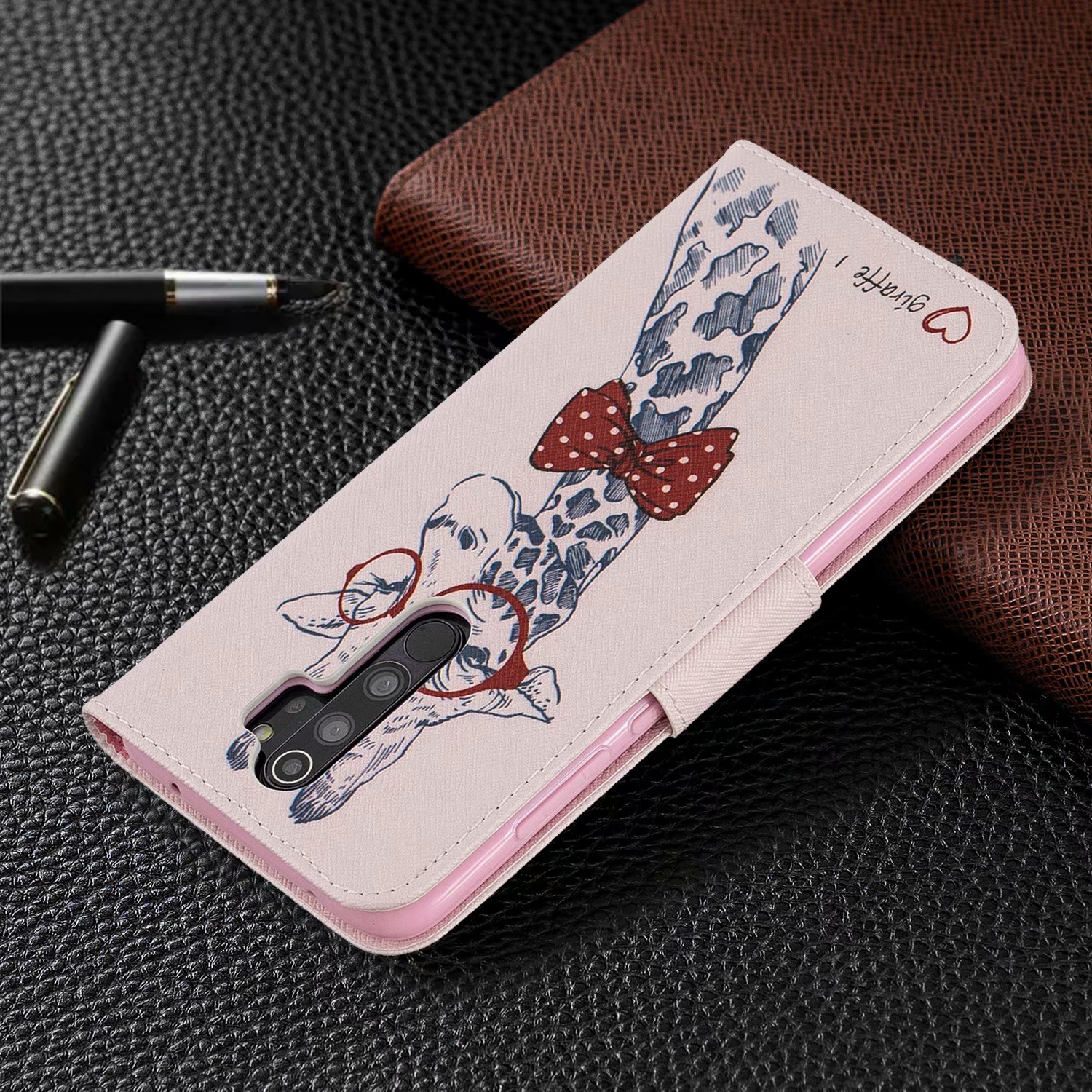 Xiaomi Redmi Note 8 Pro Case, Flip Wallet Phone Cover for Redmi Note 8 Pro - Giraffe
