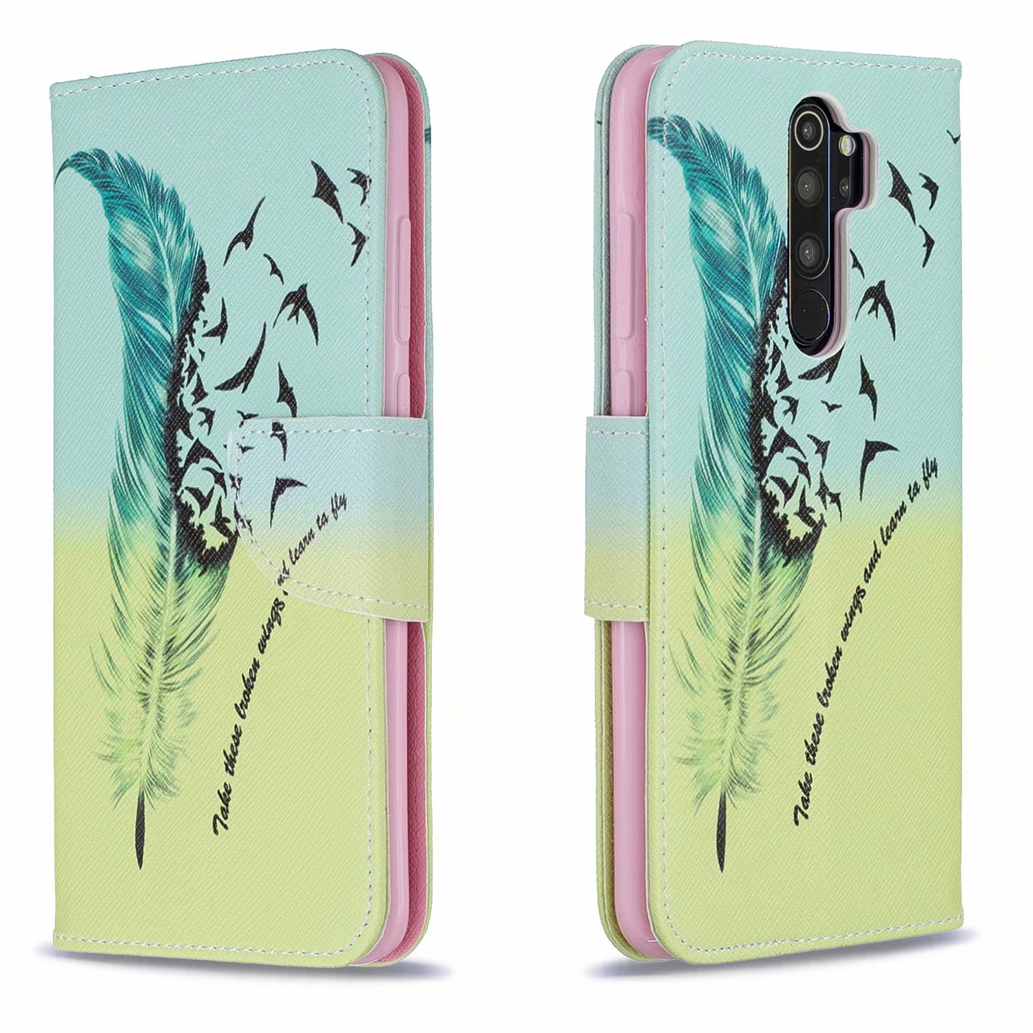 Xiaomi Redmi Note 8 Pro Case, Flip Wallet Phone Cover for Redmi Note 8 Pro - Free feather