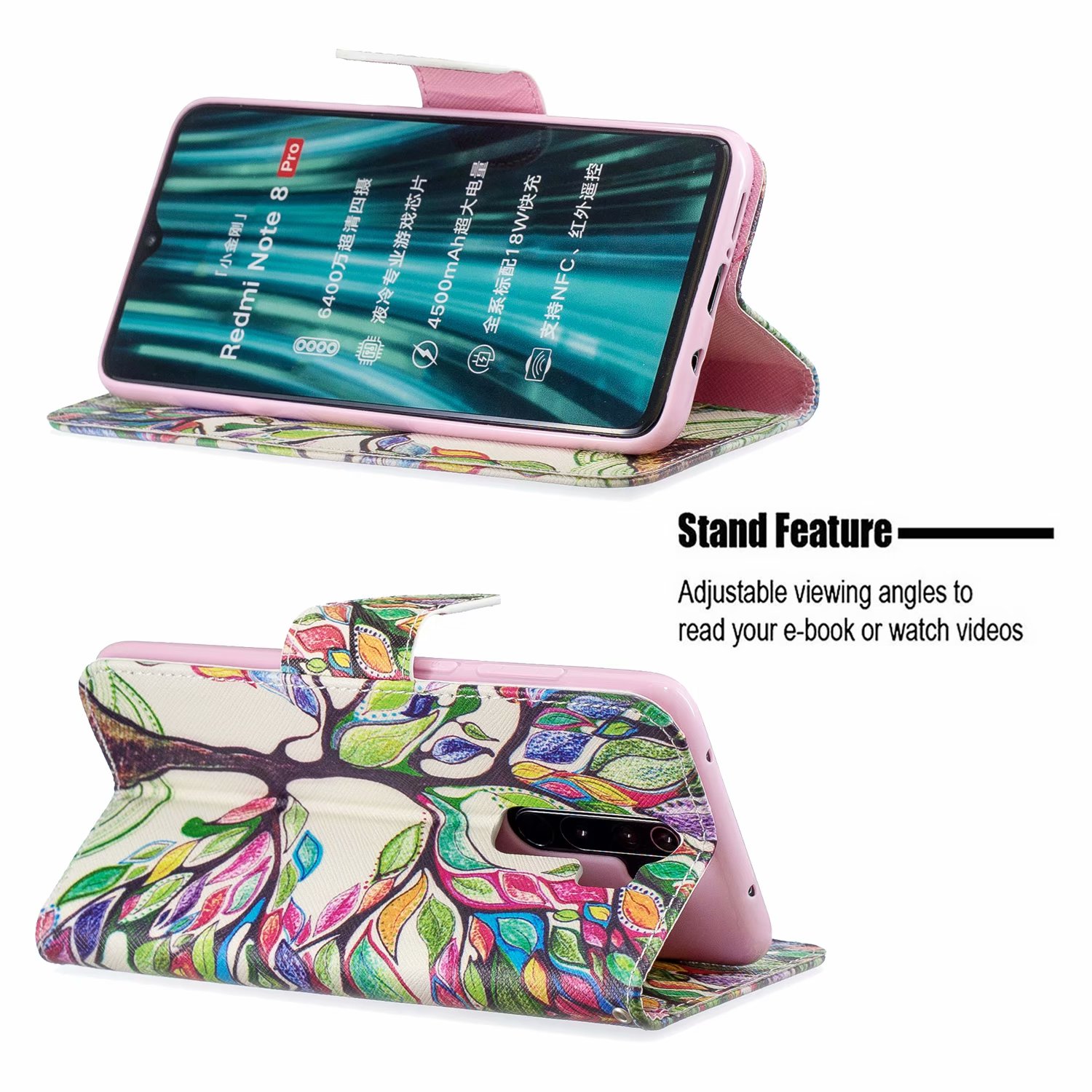 Xiaomi Redmi Note 8 Pro Case, Flip Wallet Phone Cover for Redmi Note 8 Pro - Painting tree