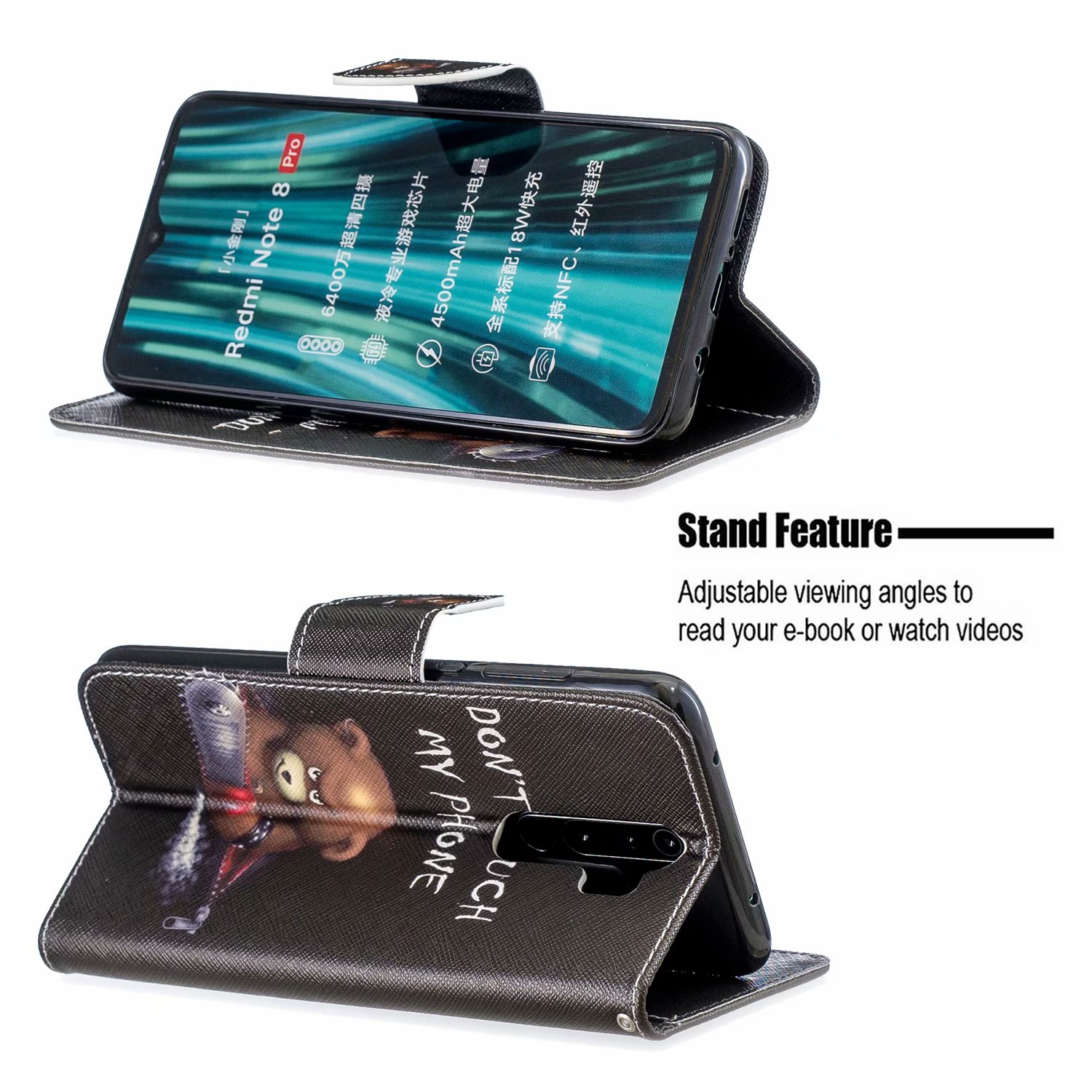 Xiaomi Redmi Note 8 Pro Case, Flip Wallet Phone Cover for Redmi Note 8 Pro - Don't touch my phone