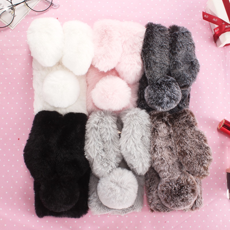 Fluffy rabbit ear For Samsung Galaxy S7 Edge Case S8 Plus S9 Plus Galaxy S10 Plus S10E S10 Lite S20 Plus S20 Ultra Galaxy S20 Fan Edition/S20 Lite/S20 FE 2022 Case