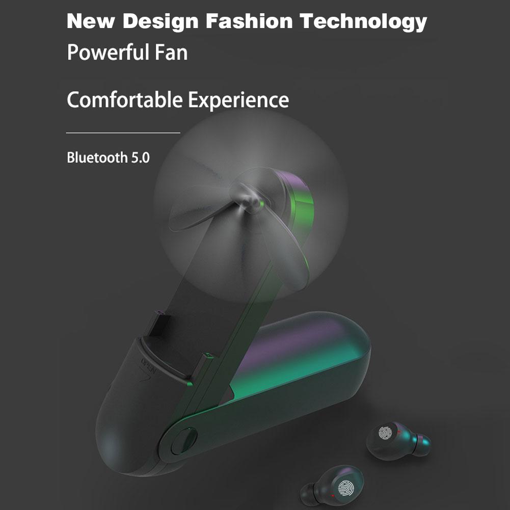 TWS Bluetooth Earphones Wireless  Hifi Sound Power Bank With Microphone Fan Earbuds