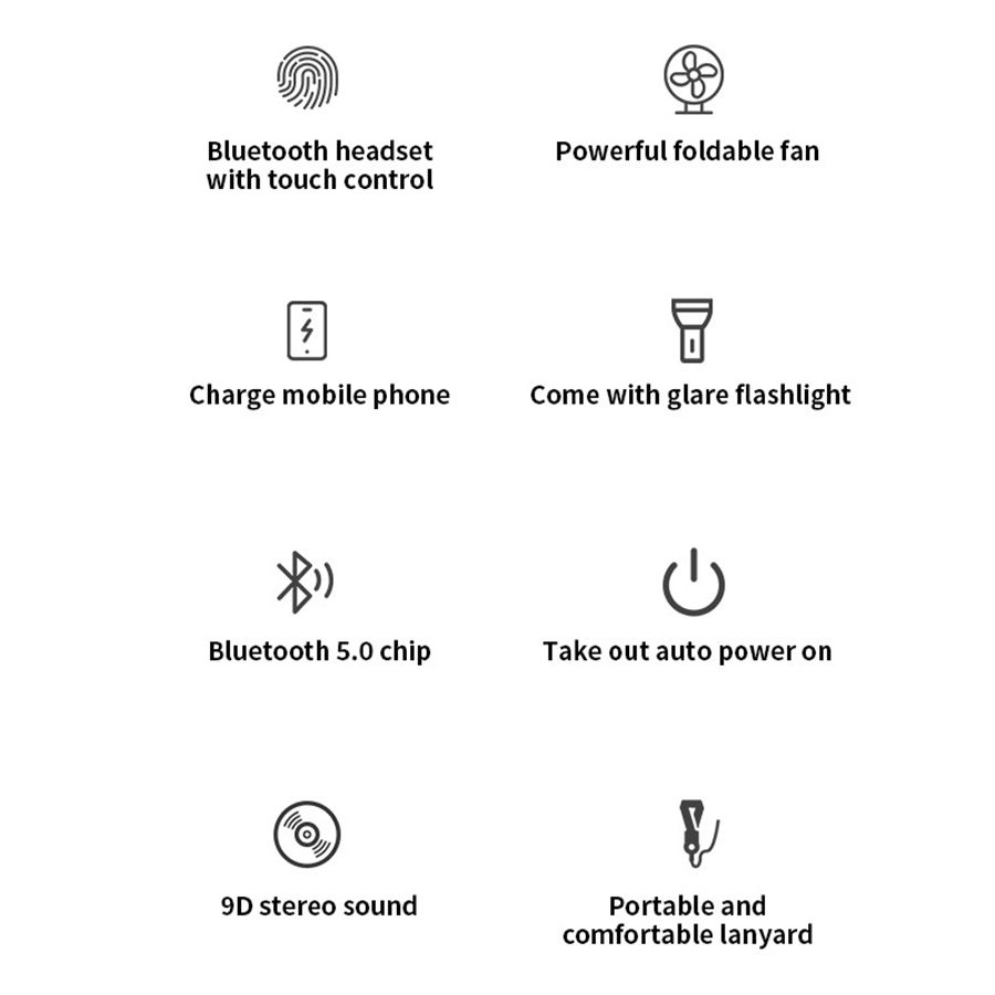 TWS Bluetooth Earphones Wireless  Hifi Sound Power Bank With Microphone Fan Earbuds