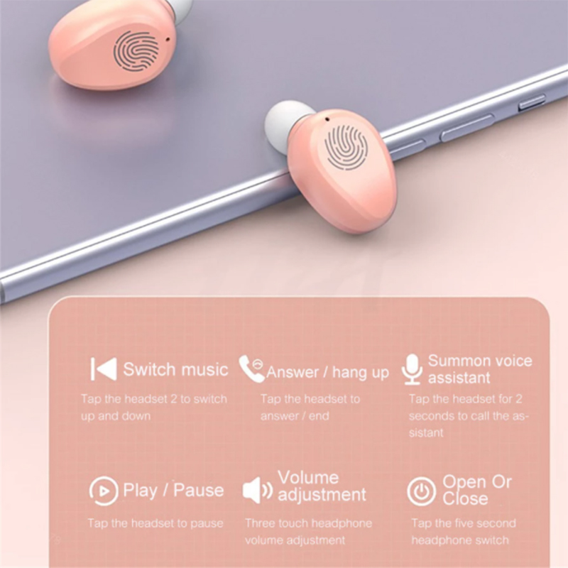 TWS Bluetooth Earphones Wireless  Hifi Sound Power Bank With Microphone Fan Earbuds