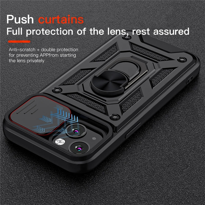 Shockproof Magnetic Ring Stand Holder Case Armor Anti-fall Slide Camera Protection Kickstand Phone Cases For iPhone 13 12 11 Pro Max X XR XS Max 12 13 Mini 7 8 Plus 11Pro Back Cover