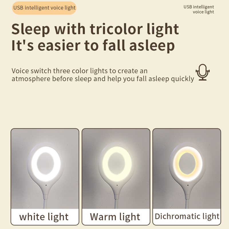 Voice Control USB Direct Plug Portable Lamp Led Desk Lamp Eye Protection Study Reading Night Light Intelligent Voice Lights Table Dormitory Bedside Lamp
