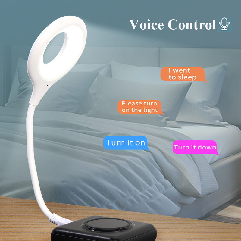 Voice Control USB Direct Plug Portable Lamp Led Desk Lamp Eye Protection Study Reading Night Light Intelligent Voice Lights Table Dormitory Bedside Lamp