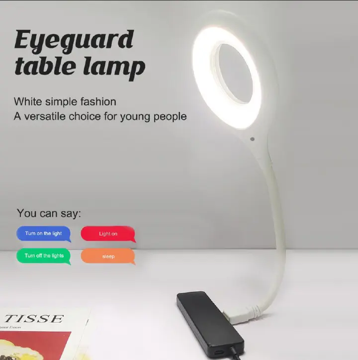 Voice Control USB Direct Plug Portable Lamp Led Desk Lamp Eye Protection Study Reading Night Light Intelligent Voice Lights Table Dormitory Bedside Lamp