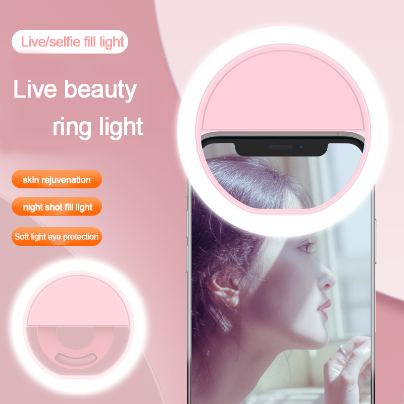 USB Charge Led Selfie Ring Light Mobile Phone Lens LED Selfie Lamp Ring Live Beauty Live Broadcast  Beauty Lens Self-timer Live Camera Flash Selfie Light