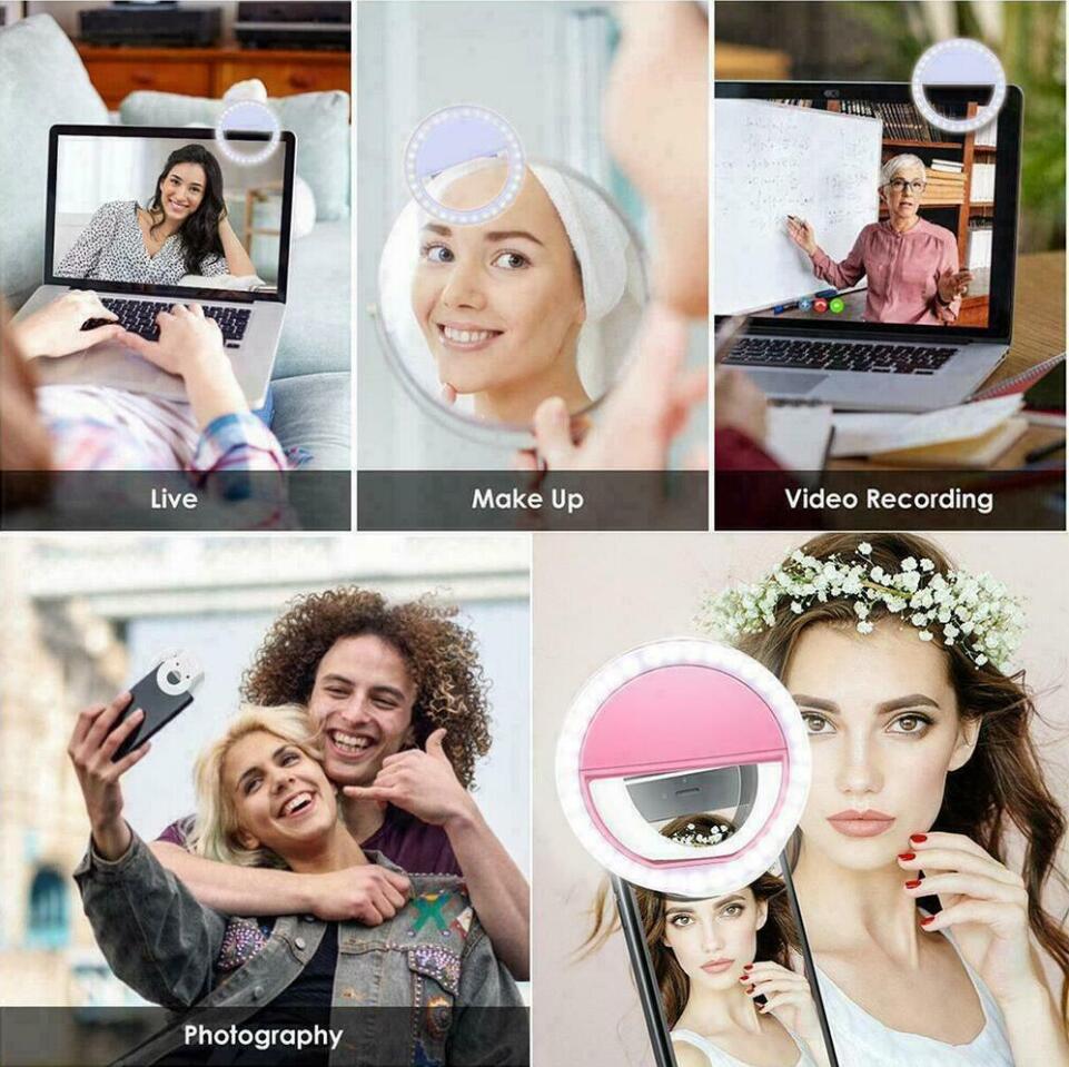 USB Charge Led Selfie Ring Light Mobile Phone Lens LED Selfie Lamp Ring Live Beauty Live Broadcast  Beauty Lens Self-timer Live Camera Flash Selfie Light