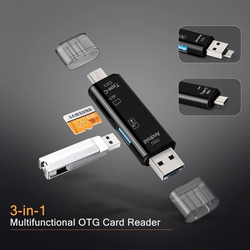 5 In 1 Multifunction Usb 3.0 Type C/Usb /Micro Usb/Tf/SD Memory Card Reader OTG High Speed Card Reader Adapter Mobile Phone Accessories