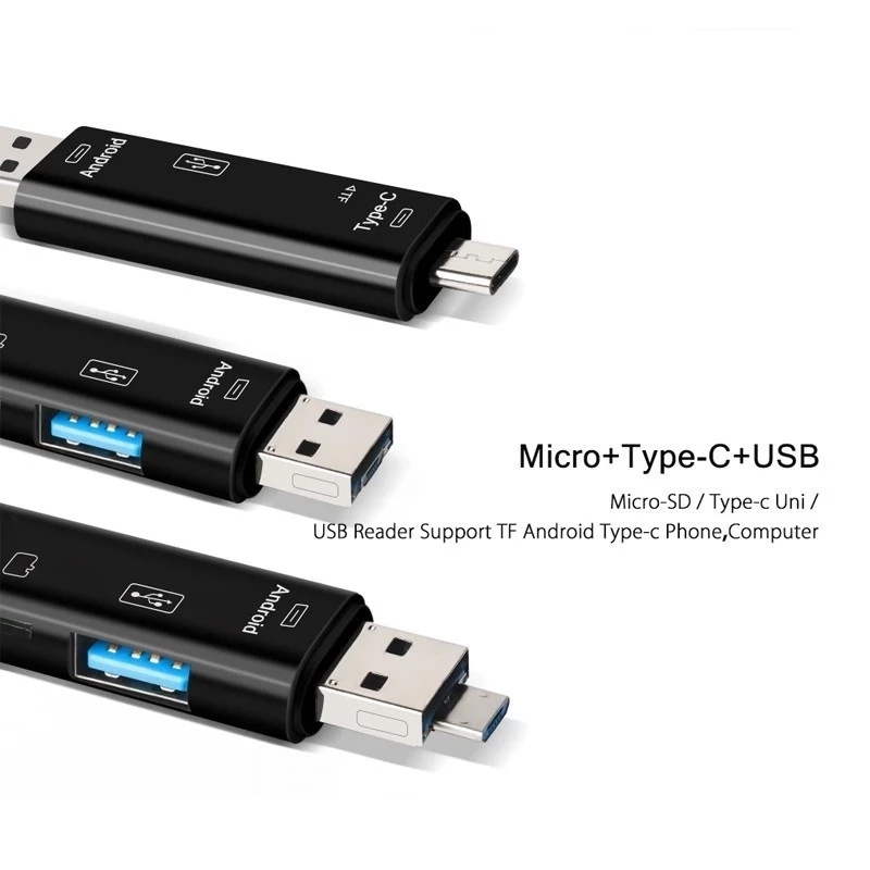 5 In 1 Multifunction Usb 3.0 Type C/Usb /Micro Usb/Tf/SD Memory Card Reader OTG High Speed Card Reader Adapter Mobile Phone Accessories