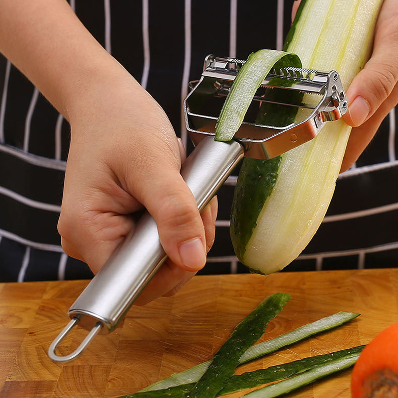Stainless Steel Peeler Vegetable Fruit Peeler Multi-functional Vegetable Tool  Melon Planer  Double-Head Peeler  Potato Carrot Cucumber Zesters Kitchen Accessories