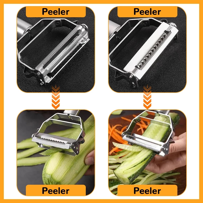 Stainless Steel Peeler Vegetable Fruit Peeler Multi-functional Vegetable Tool  Melon Planer  Double-Head Peeler  Potato Carrot Cucumber Zesters Kitchen Accessories