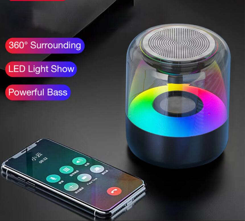 Bluetooth Speaker Wireless Loudspeaker Car Audio Dazzling LED Lights Subwoofer TF Card USB Radio for PC Phone Sound Box Party Speaker Light Show True Wireless Stereo Home Decoration, Ideal Gift