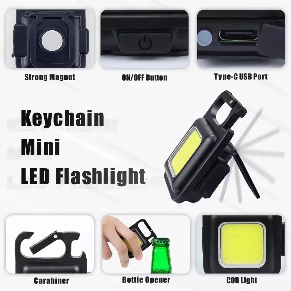 Multifunctional Mini Glare  Keychain Light USB Charging Emergency Lamps Strong Magnetic Repair Work Outdoor Camping LightMultifunctional Mini Glare  Keychain Light USB Charging Emergency Lamps Strong